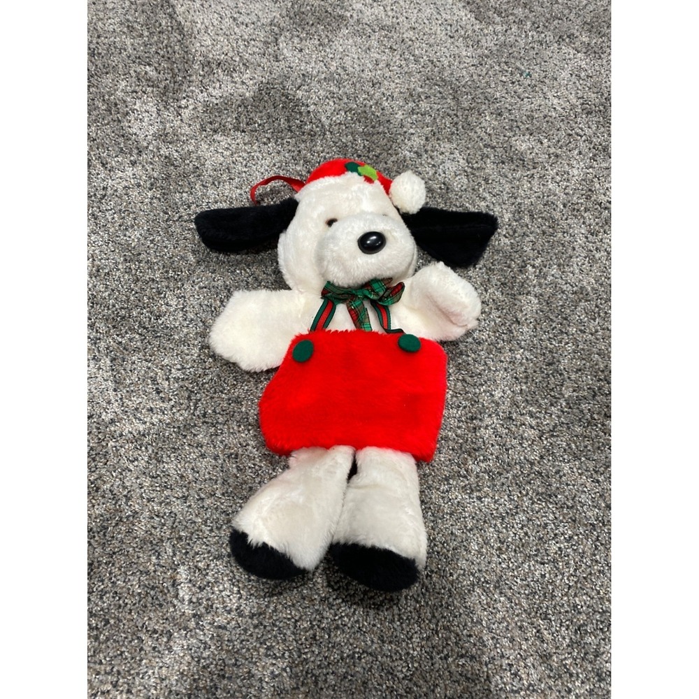 Santas Best Rennoc Corp Christmas Dog Hand Puppet Plush Red White Black Puppy